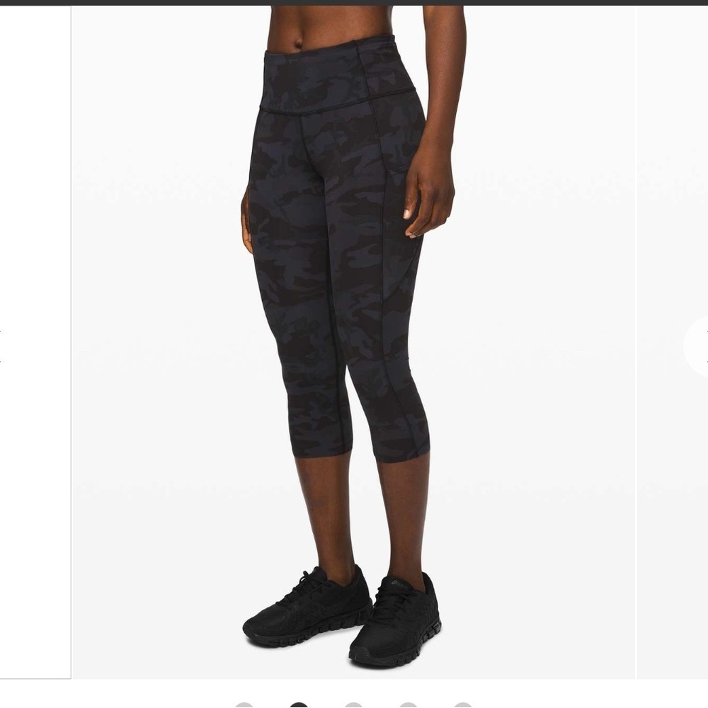 Lululemon Fast and Free Crop II 19" Womens Size 6 Incognito Camo Multi Grey Blue